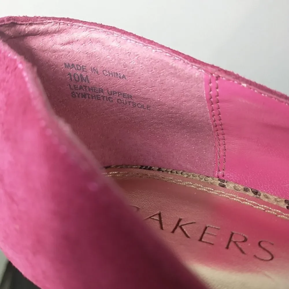 Bakers Woman's SZ 10 M Pink Orange Suede Snakeskin Pumps